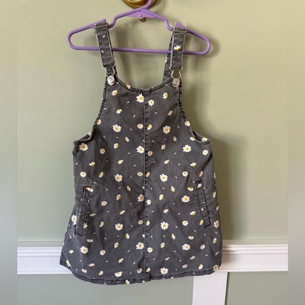 Wonder Nation Gray Floral Overall Dress